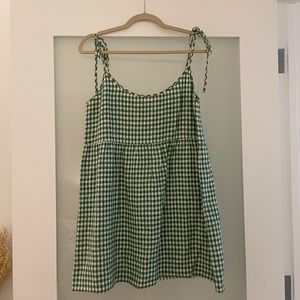 Reformation Christie Gingham Linen Mini in Palms